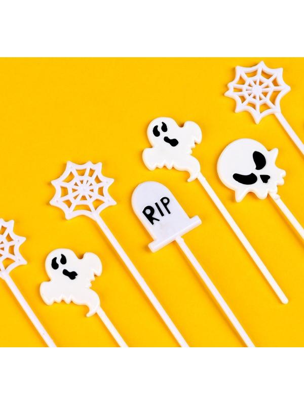 Шпажки «Хэллоуин», в наборе 12 штук, цвет белый