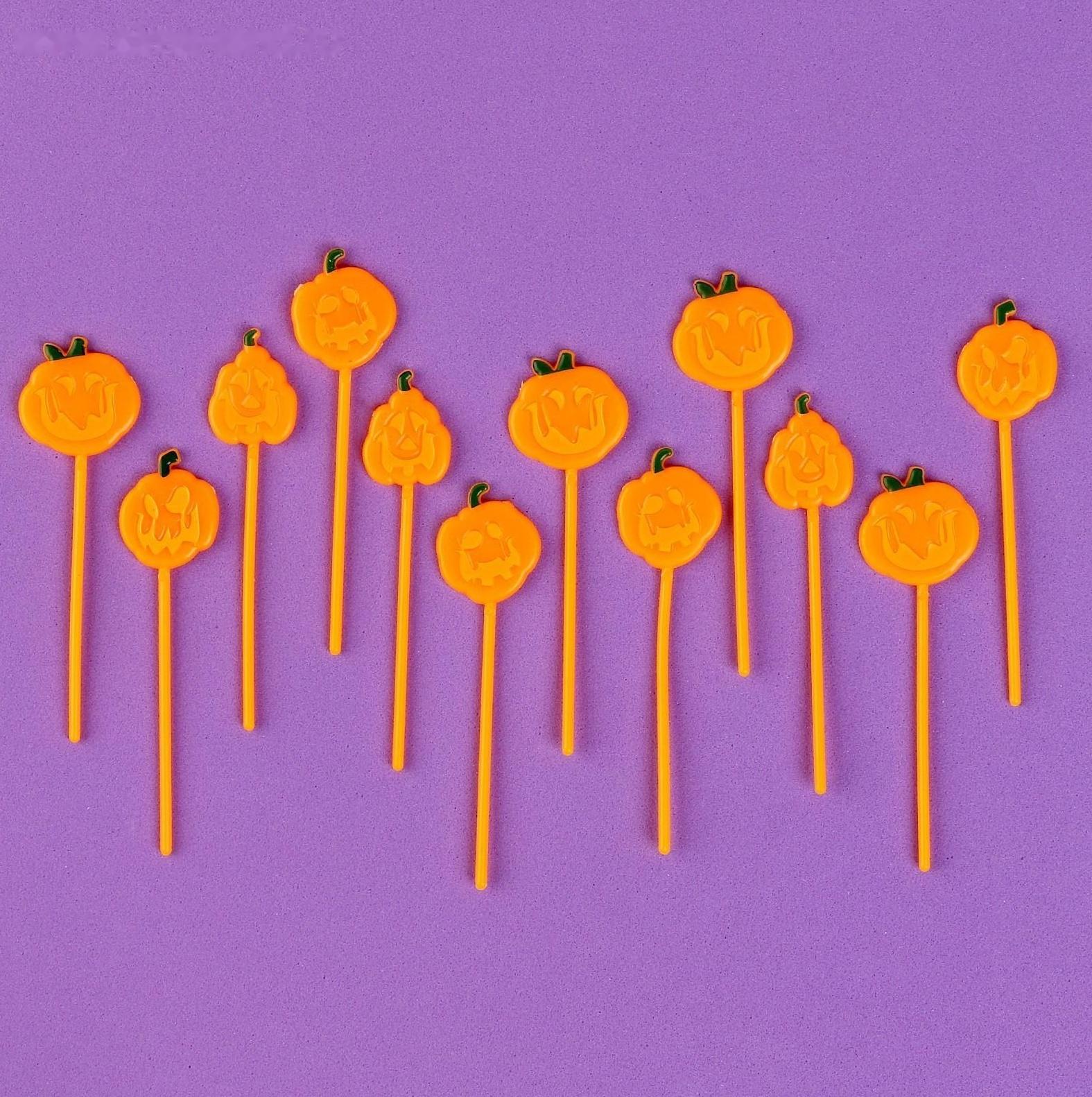 Шпажки «Тыква», в наборе 12 штук, цвет оранжевый