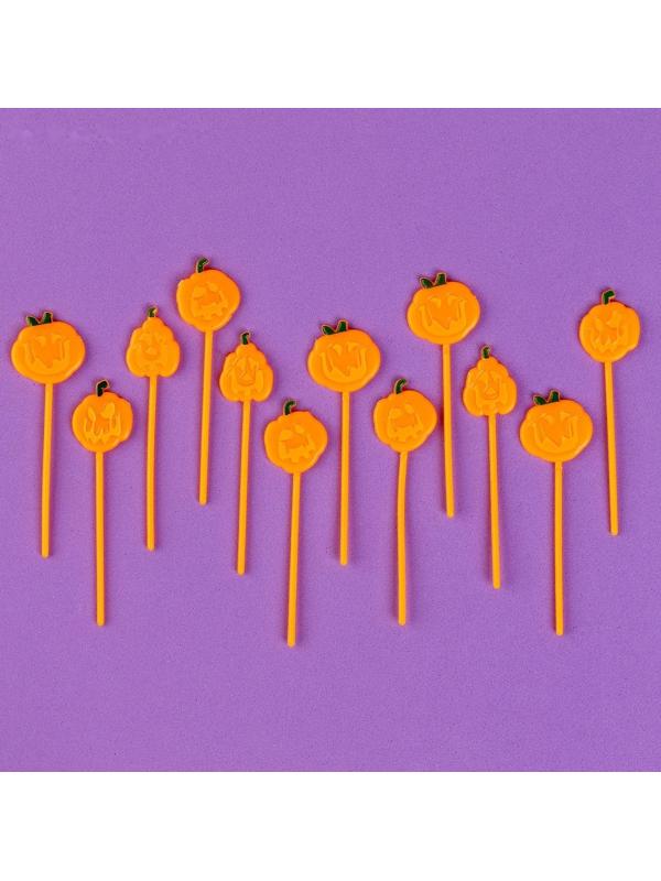 Шпажки «Тыква», в наборе 12 штук, цвет оранжевый