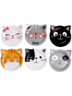 Набор бумажных тарелок «Кошки с ушками», в т/у плёнке, 6 шт, d=180 мм