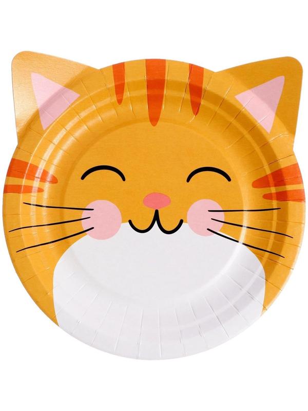 Набор бумажных тарелок «Кошки с ушками», в т/у плёнке, 6 шт, d=180 мм