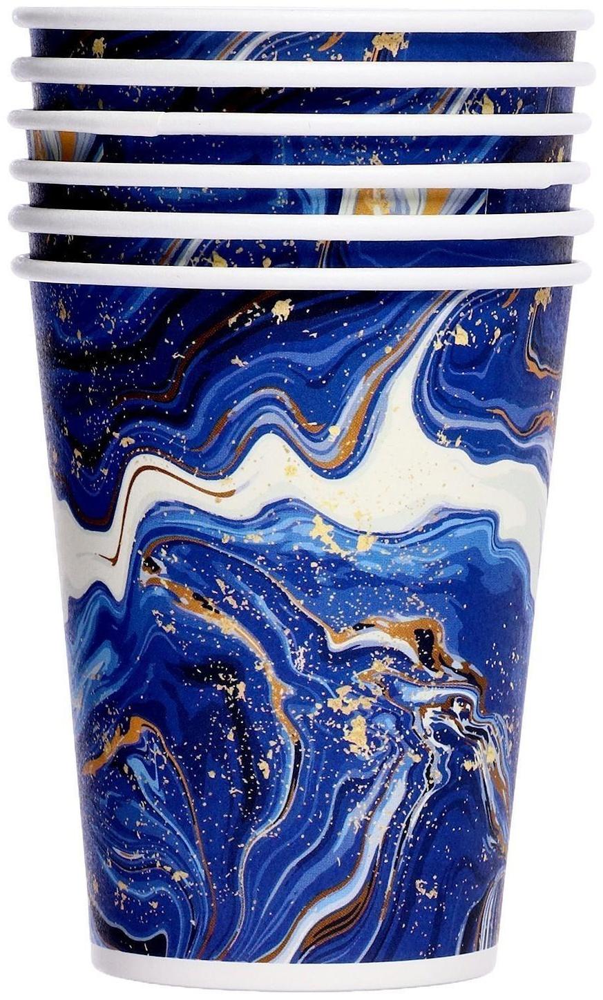 Набор бумажных стаканов «Смола», синяя, в т/у плёнке, 6 шт, 250 мл