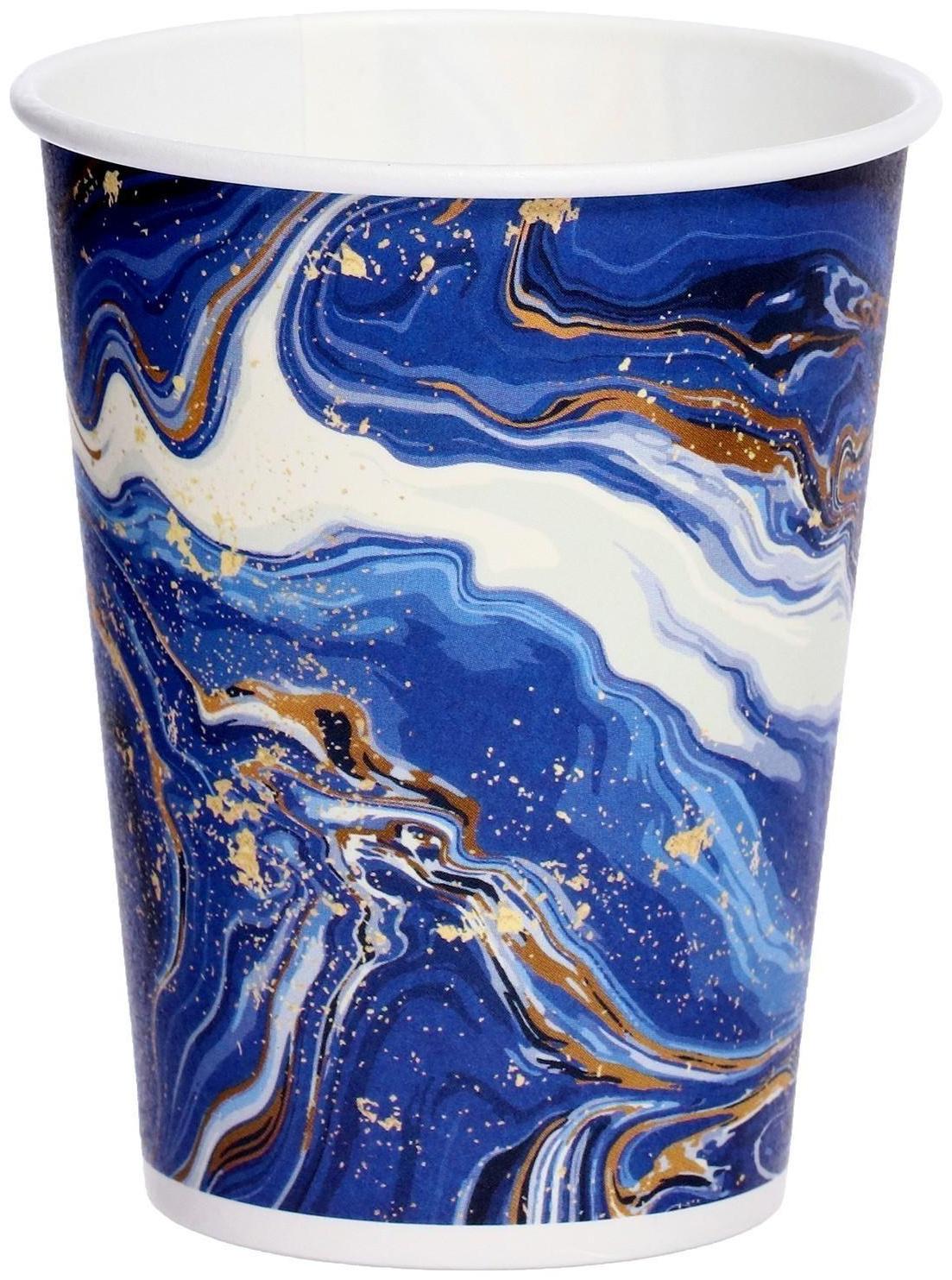 Набор бумажных стаканов «Смола», синяя, в т/у плёнке, 6 шт, 250 мл