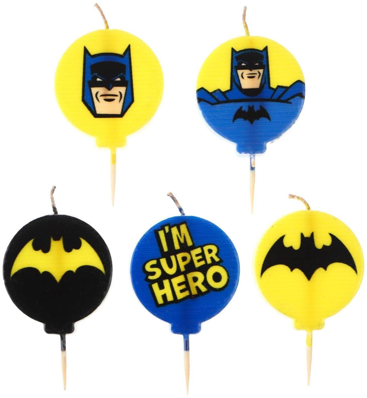 Свеча в торт набор, Супергерои, 5шт