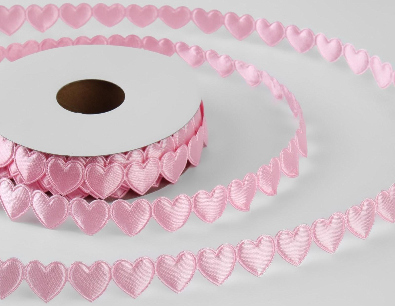 Лента фигурная «Сердечки», 15 мм, 9 ± 0,5 м, цвет розовый