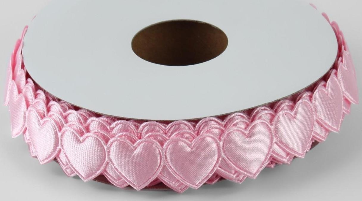 Лента фигурная «Сердечки», 15 мм, 9 ± 0,5 м, цвет розовый