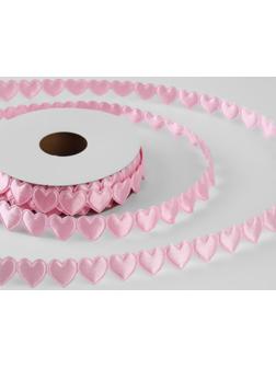 Лента фигурная «Сердечки», 15 мм, 9 ± 0,5 м, цвет розовый