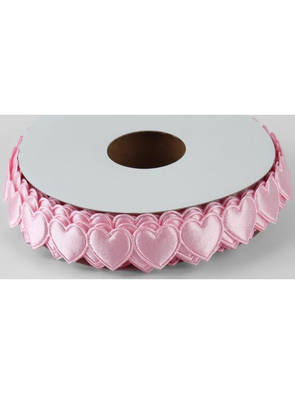 Лента фигурная «Сердечки», 15 мм, 9 ± 0,5 м, цвет розовый