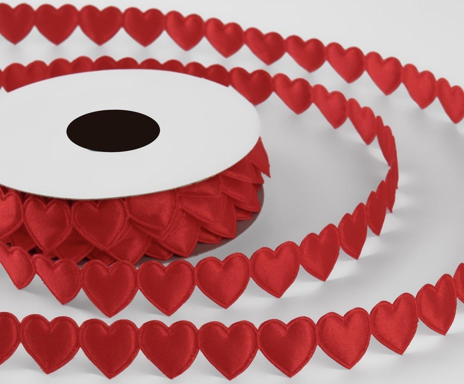 Лента фигурная «Сердечки», 15 мм, 9 ± 0,5 м, цвет красный