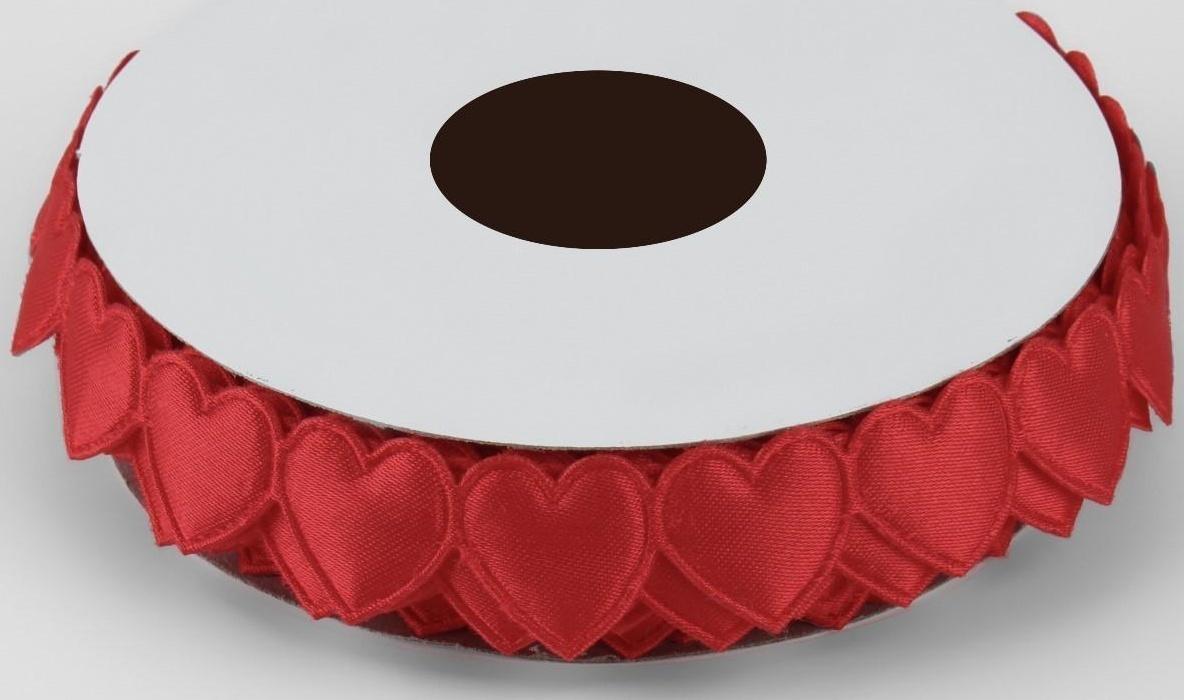 Лента фигурная «Сердечки», 15 мм, 9 ± 0,5 м, цвет красный