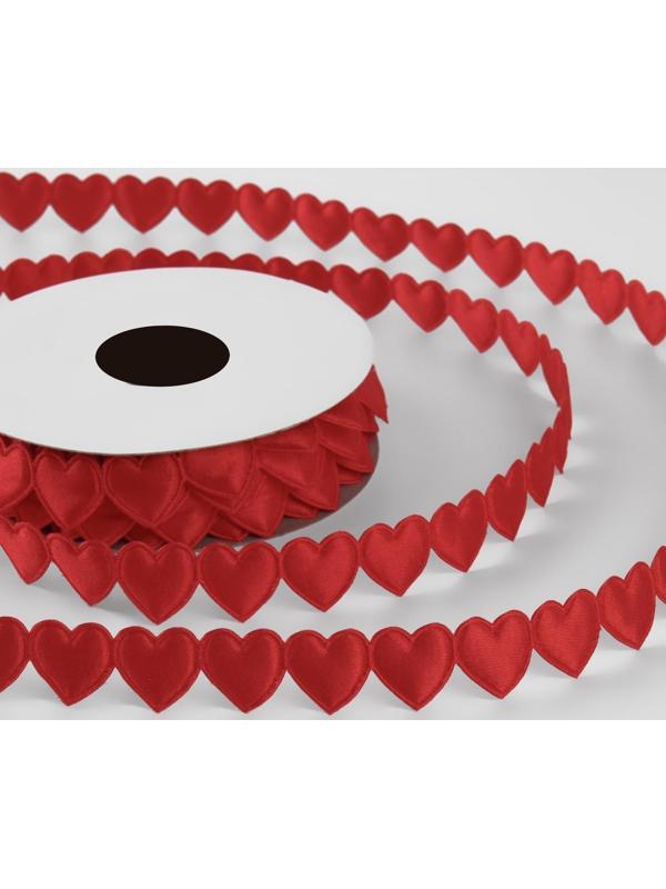 Лента фигурная «Сердечки», 15 мм, 9 ± 0,5 м, цвет красный
