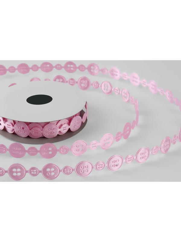 Лента фигурная «Пуговки», 15 мм, 9 ± 0,5 м, цвет розовый