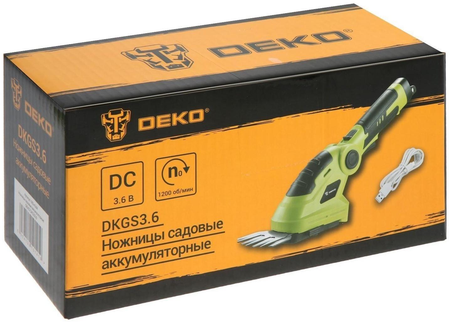 Ножницы-кусторез аккумуляторные DEKO DKGS3.6, 3.6 В, 2 Ач, Li-ion, поворотная рукоятка