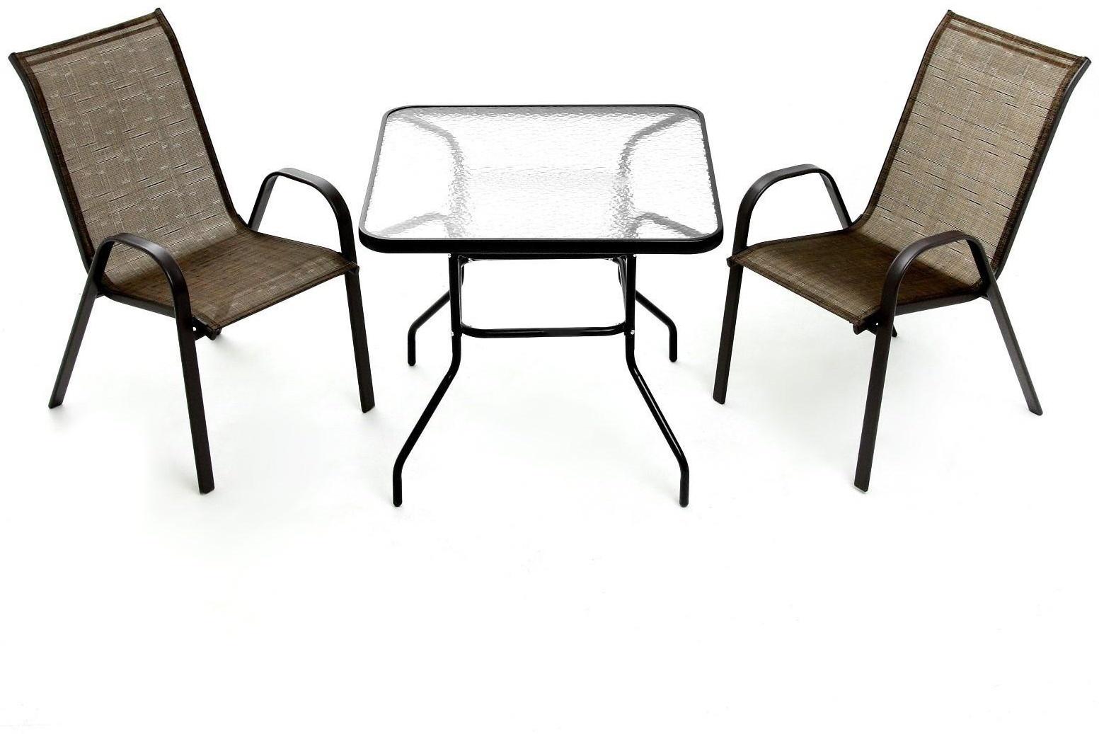 Набор садовой мебели: Стол квадратный и 2 стула коричневого цвета