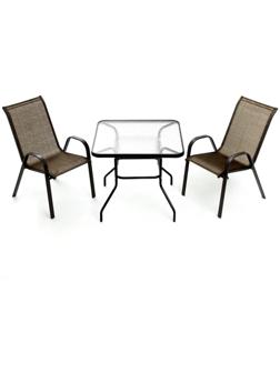 Набор садовой мебели: Стол квадратный и 2 стула коричневого цвета