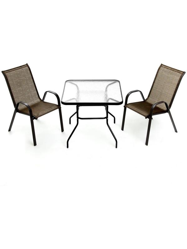 Набор садовой мебели: Стол квадратный и 2 стула коричневого цвета