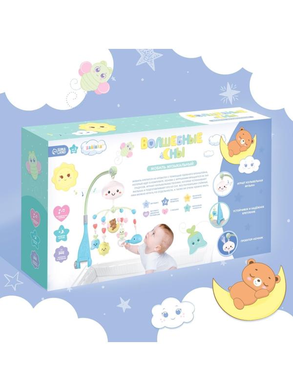 Мобиль музыкальный «Волшебные сны», звук, свет, цвет голубой
