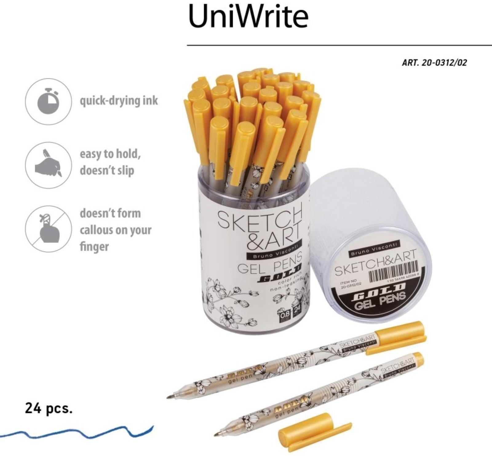 Ручка гелевая SKETCH&ART UniWrite.GOLD, 0,8 мм, золотой