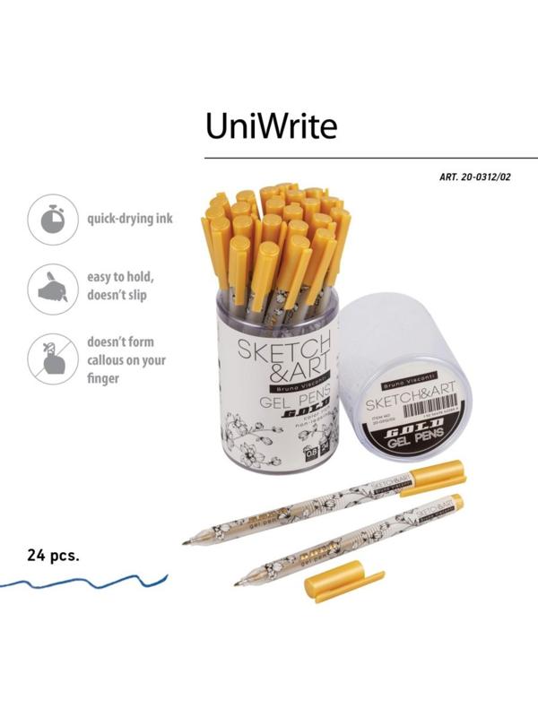 Ручка гелевая SKETCH&ART UniWrite.GOLD, 0,8 мм, золотой