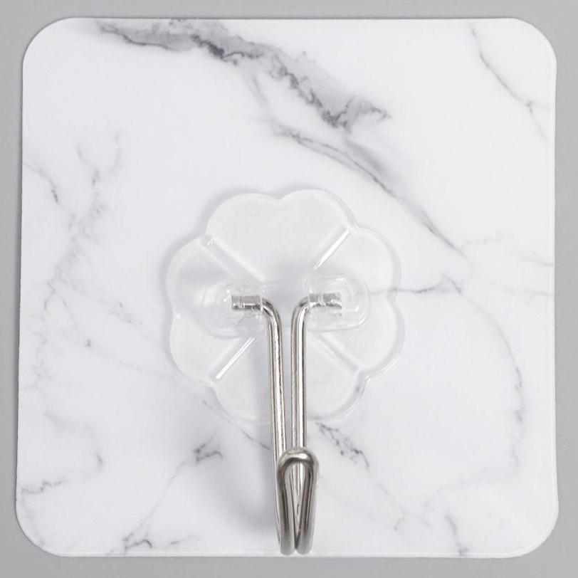 Набор крючков на липучке «Мрамор», 3 шт, цвет белый