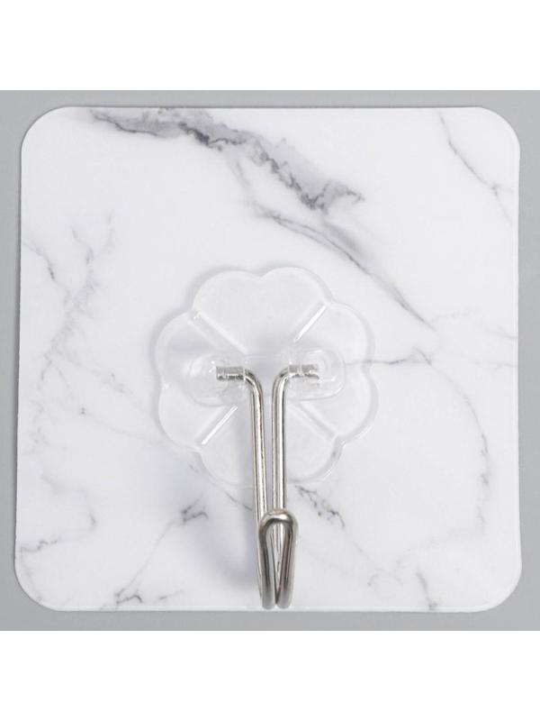 Набор крючков на липучке «Мрамор», 3 шт, цвет белый