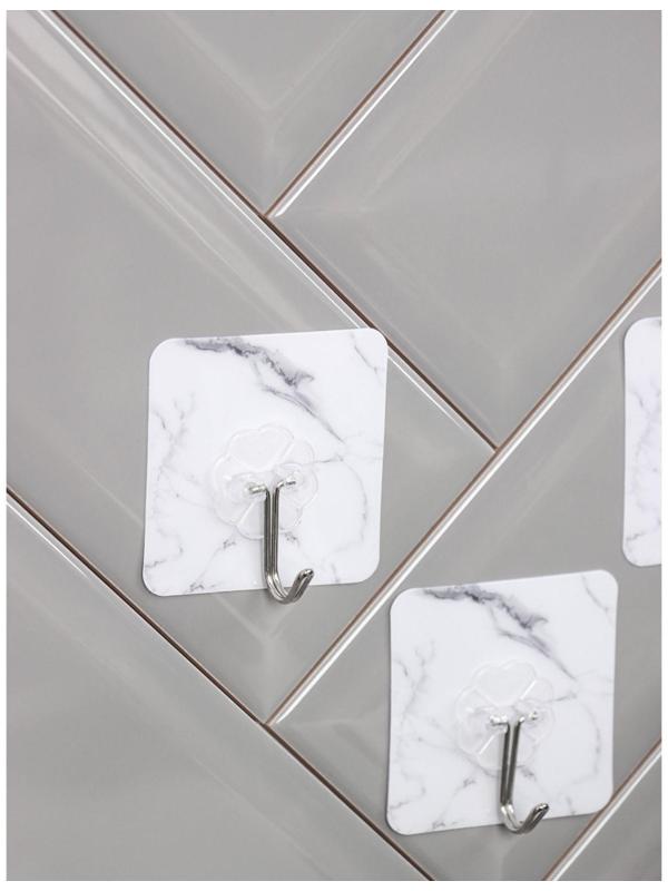 Набор крючков на липучке «Мрамор», 3 шт, цвет белый