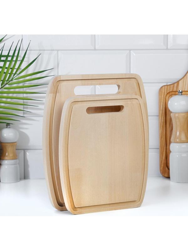 Набор досок разделочных из березы на подставке, 2 шт, 18х22 см и 22х26 см