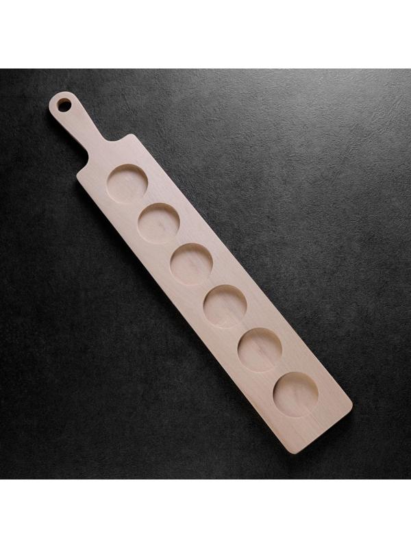 Доска для подачи с ручкой, 6 шотов, 41х7х0,8 см, d=4 см, береза