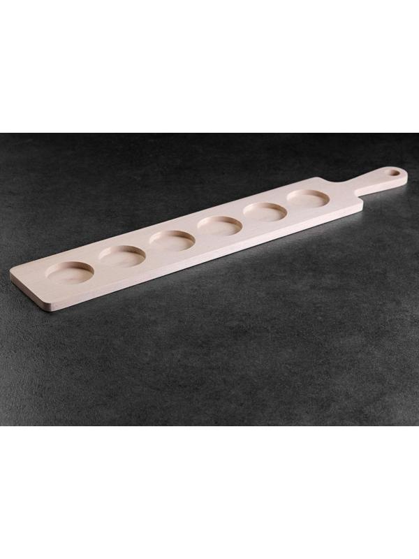 Доска для подачи с ручкой, 6 шотов, 41х7х0,8 см, d=4 см, береза