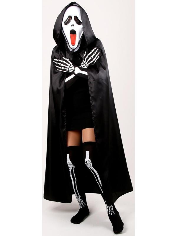 Карнавальный костюм «Хэллоуин чёрный», плащ 120 см, маска, гольфы, перчатки