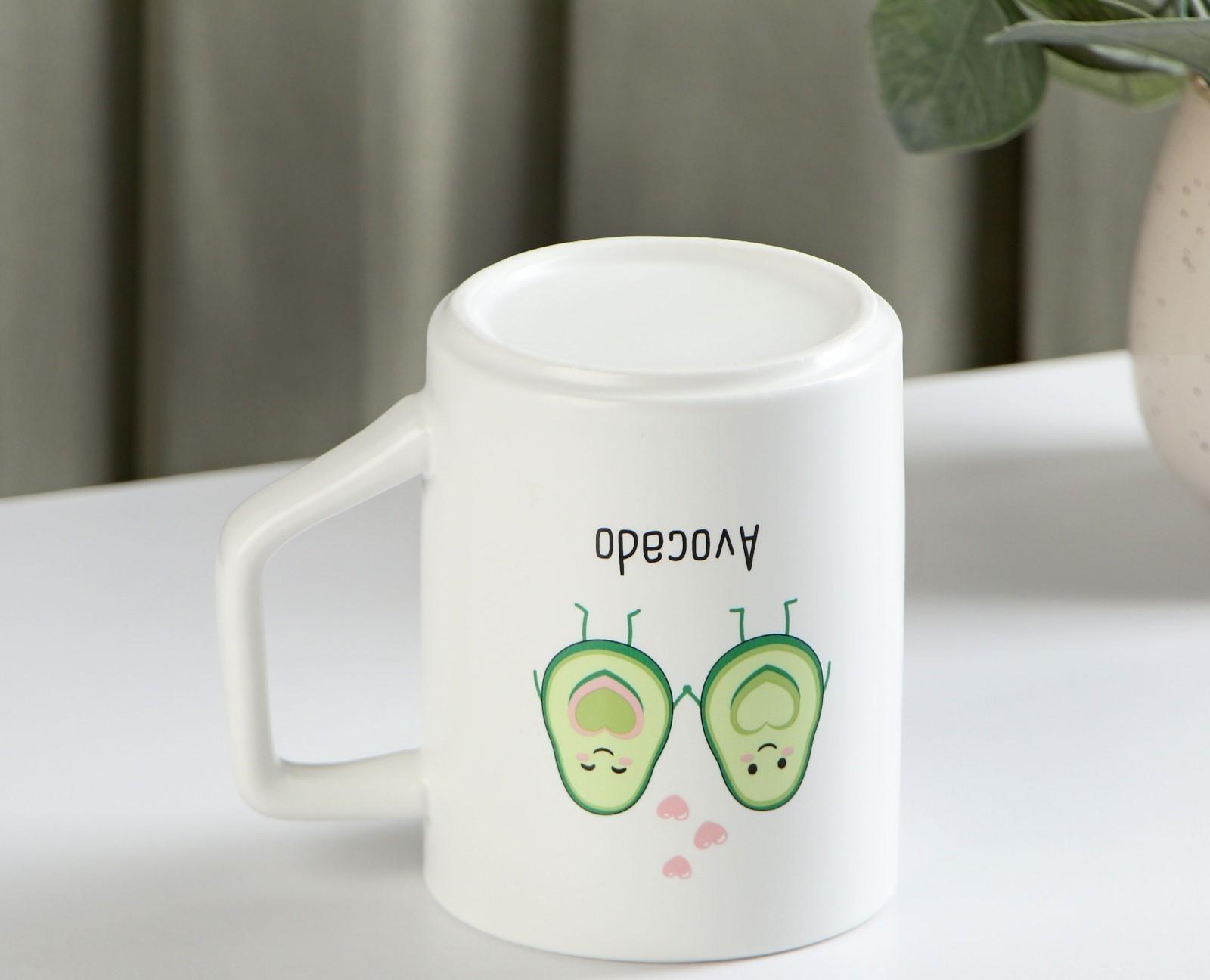 Кружка керамическая с крышкой и ложкой Avocado, 360 мл