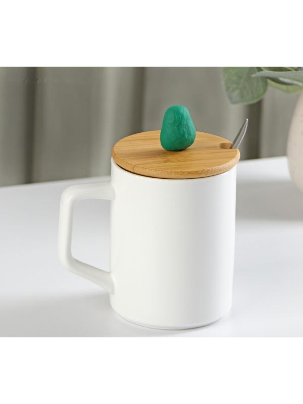 Кружка керамическая с крышкой и ложкой Avocado, 360 мл