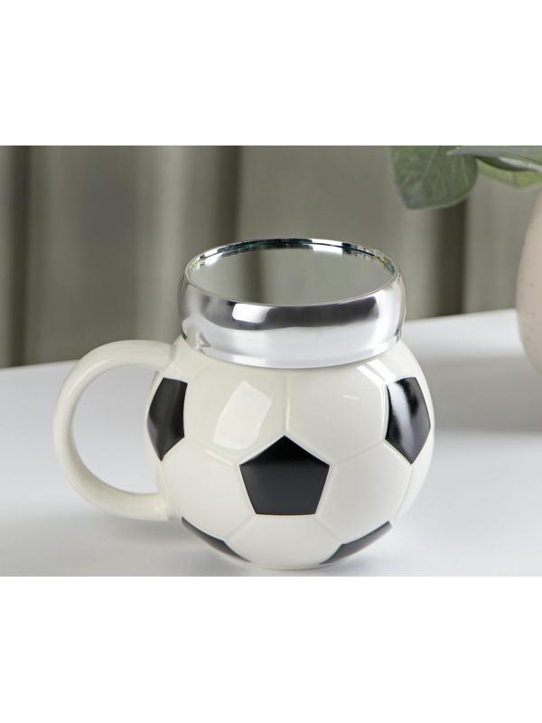 Кружка керамическая с крышкой «Футбольный мяч», 380 мл
