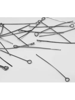 Штифт с петлёй DC-102, 3,8см, набор 50шт, цвет чернёное серебро