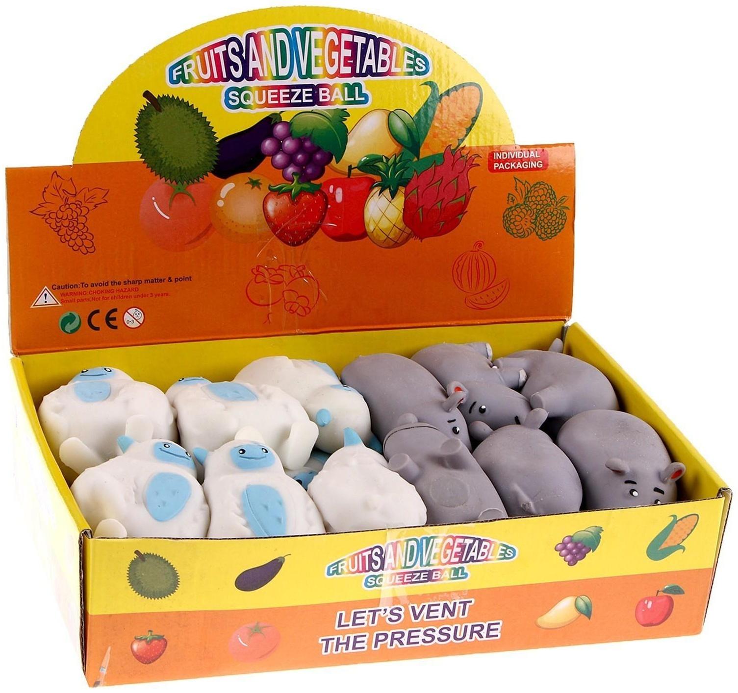 Мялка тянучка «Звери» с песком, виды МИКС