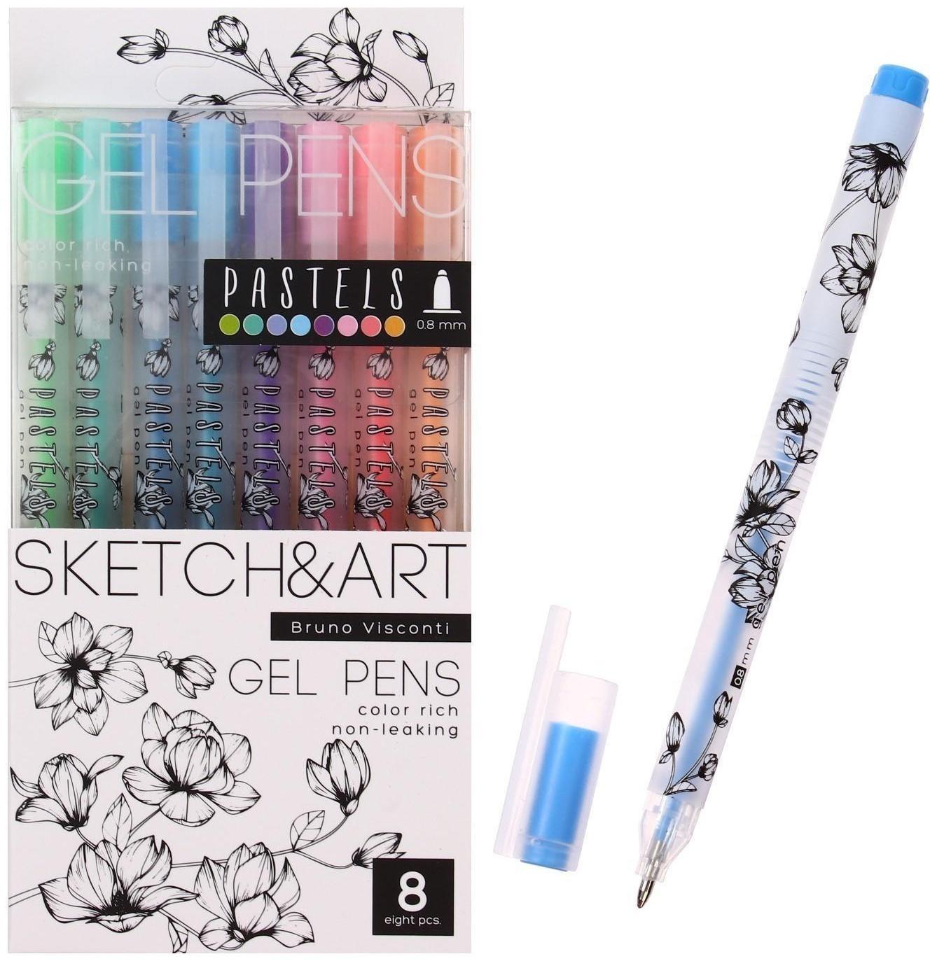 Набор гелевых ручек 8 цветов SKETCH&ART Uni Write.PASTELS, 0,8 мм