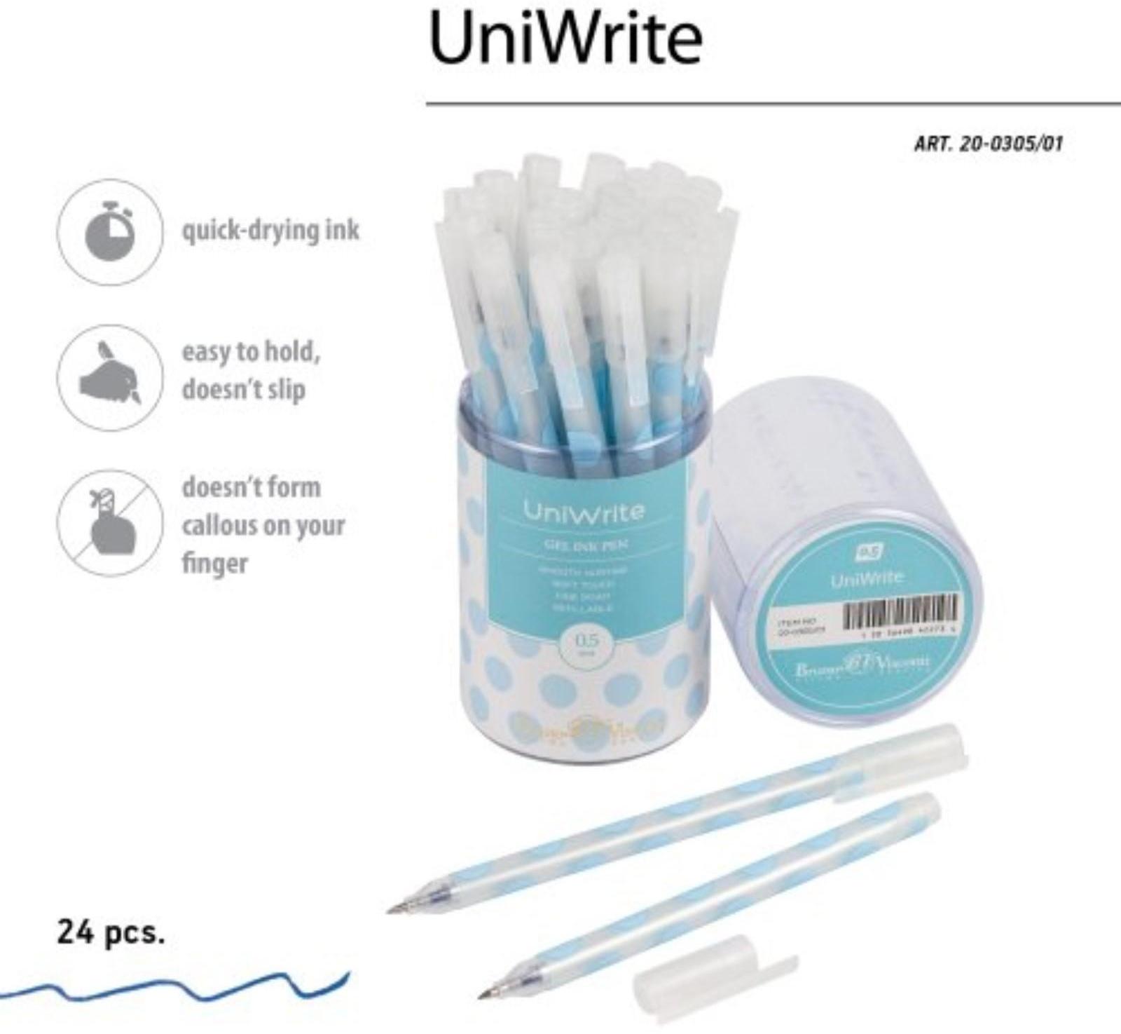 Ручка гелевая Bruno Visconti UniWrite LIGHT BLUE POLKA DOTS, 0,5 мм, синие чернила