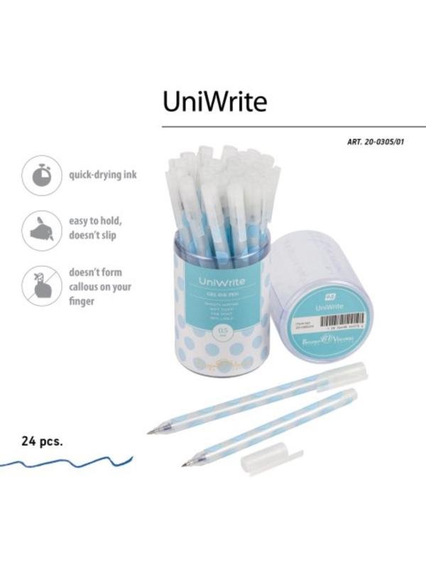 Ручка гелевая Bruno Visconti UniWrite LIGHT BLUE POLKA DOTS, 0,5 мм, синие чернила