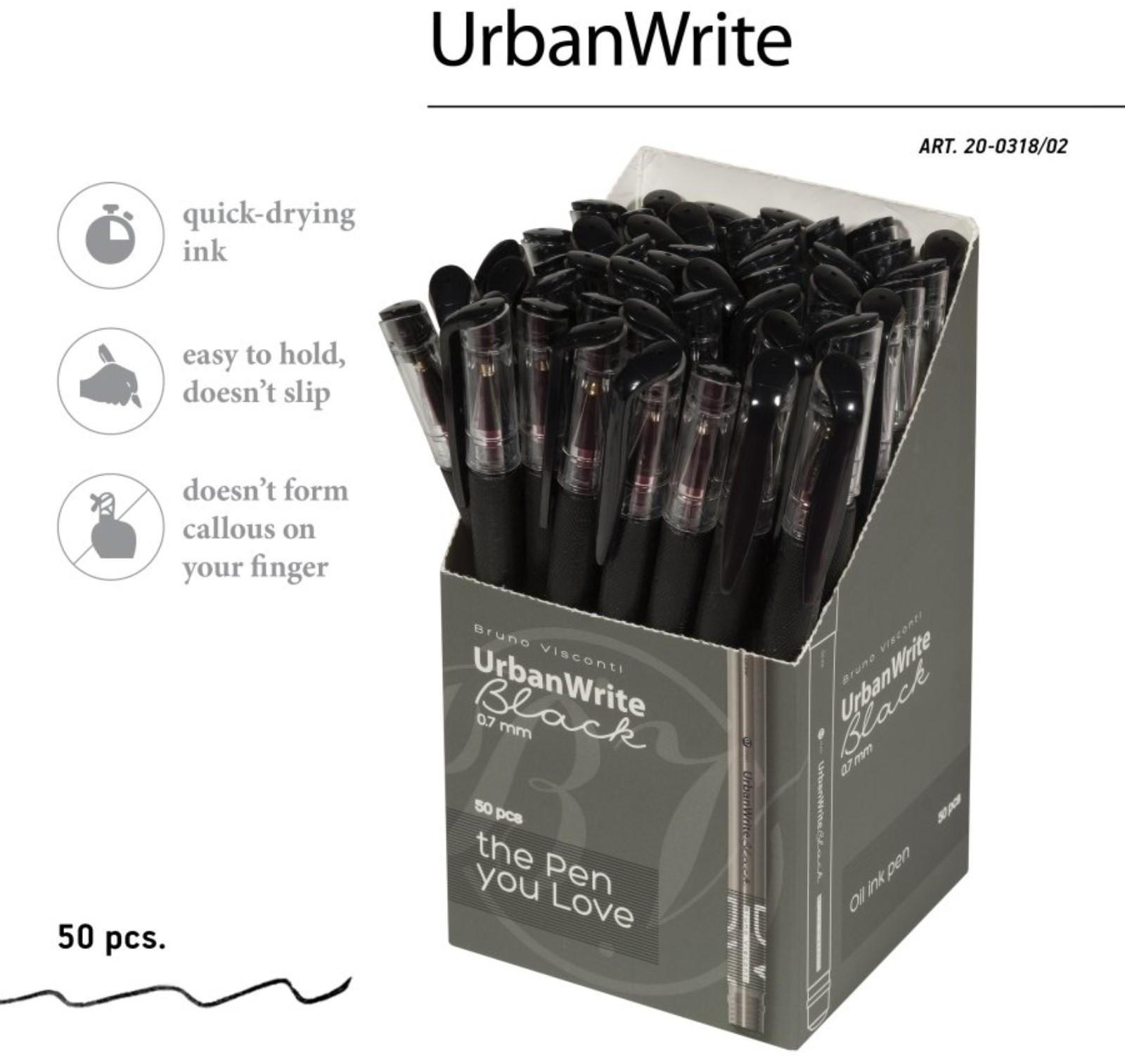 Ручка шариковая Bruno Visconti UrbanWrite Basic, 0,7 мм, чёрные чернила на масляной основе