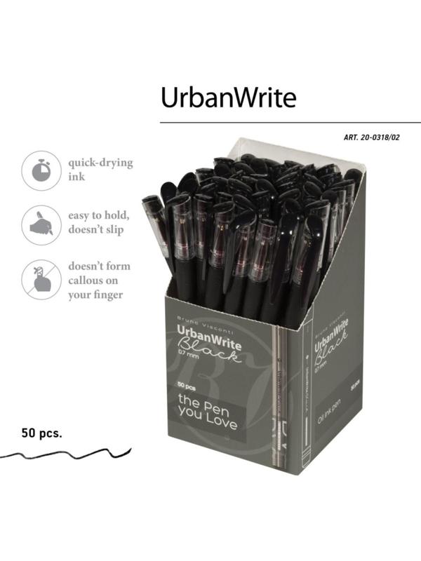 Ручка шариковая Bruno Visconti UrbanWrite Basic, 0,7 мм, чёрные чернила на масляной основе