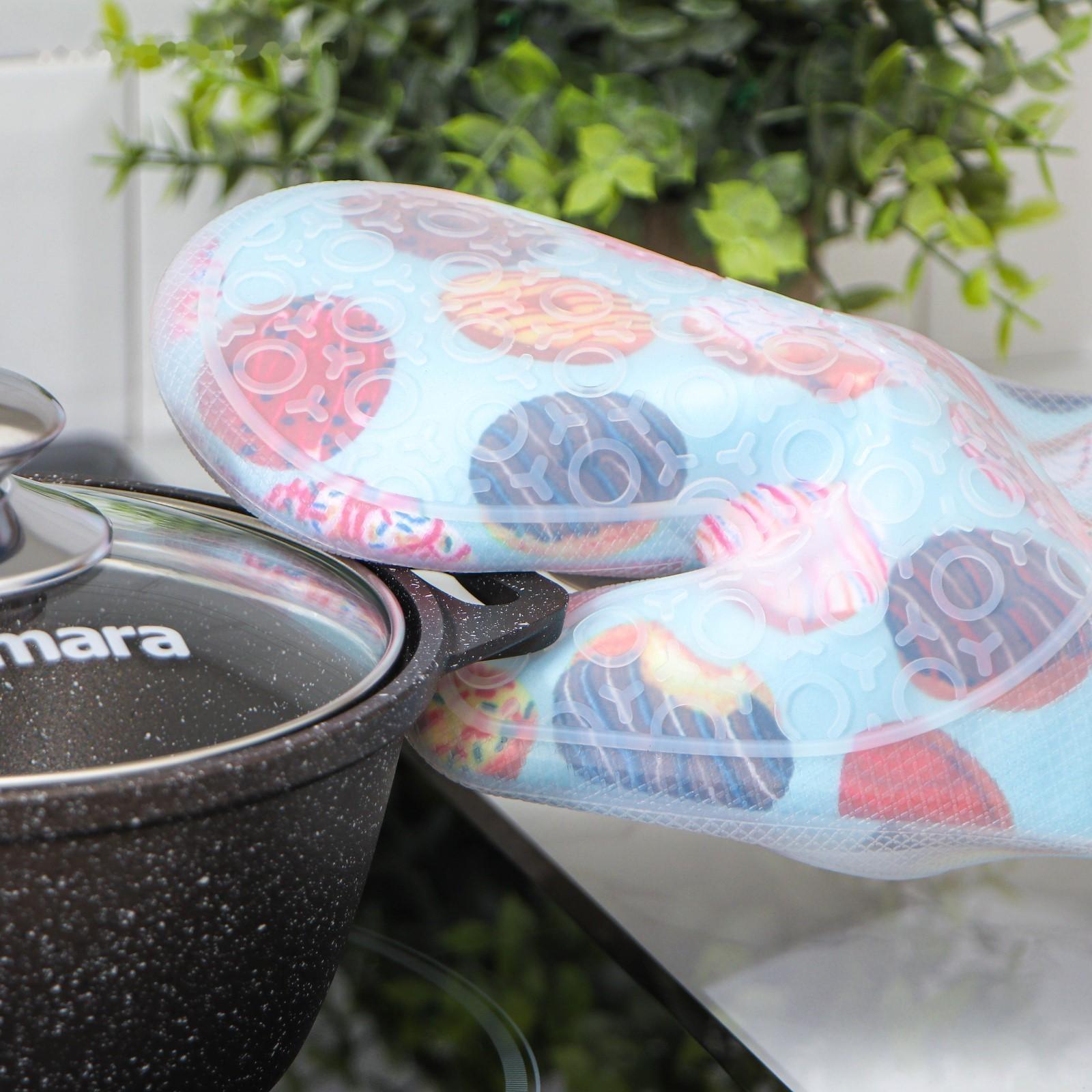 Рукавица силиконовая для горячего Доляна «Пончики», 29,5×18×1 см