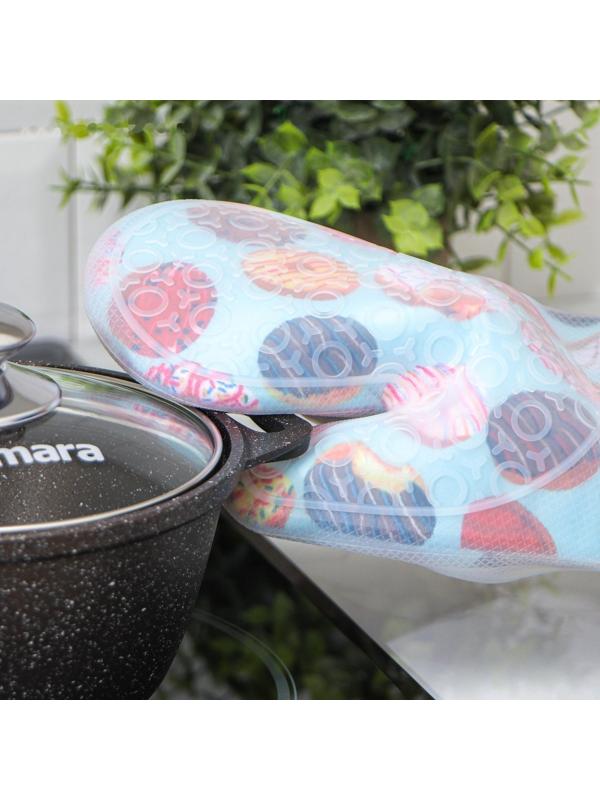 Рукавица силиконовая для горячего Доляна «Пончики», 29,5×18×1 см