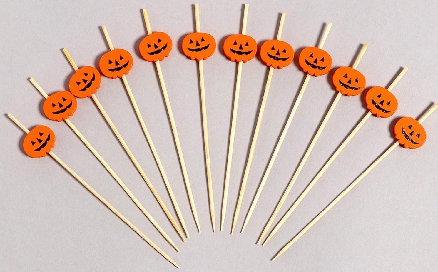 Шпажки «Тыква», в наборе 12 штук, цвет оранжевый
