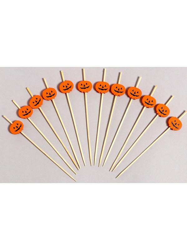 Шпажки «Тыква», в наборе 12 штук, цвет оранжевый