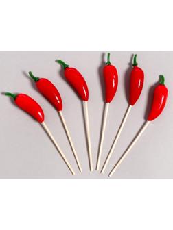 Шпажки «Перец», в наборе 6 штук, цвет красный