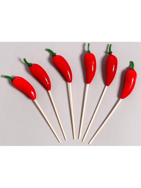 Шпажки «Перец», в наборе 6 штук, цвет красный