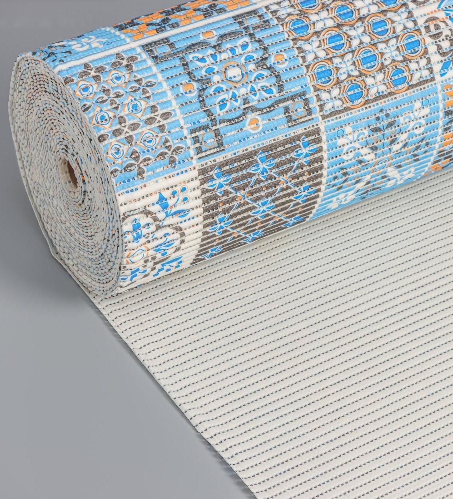 Коврик для ванной комнаты «Преображение», ширина 80 см, рулон 15 м, цвет оранжево-синий