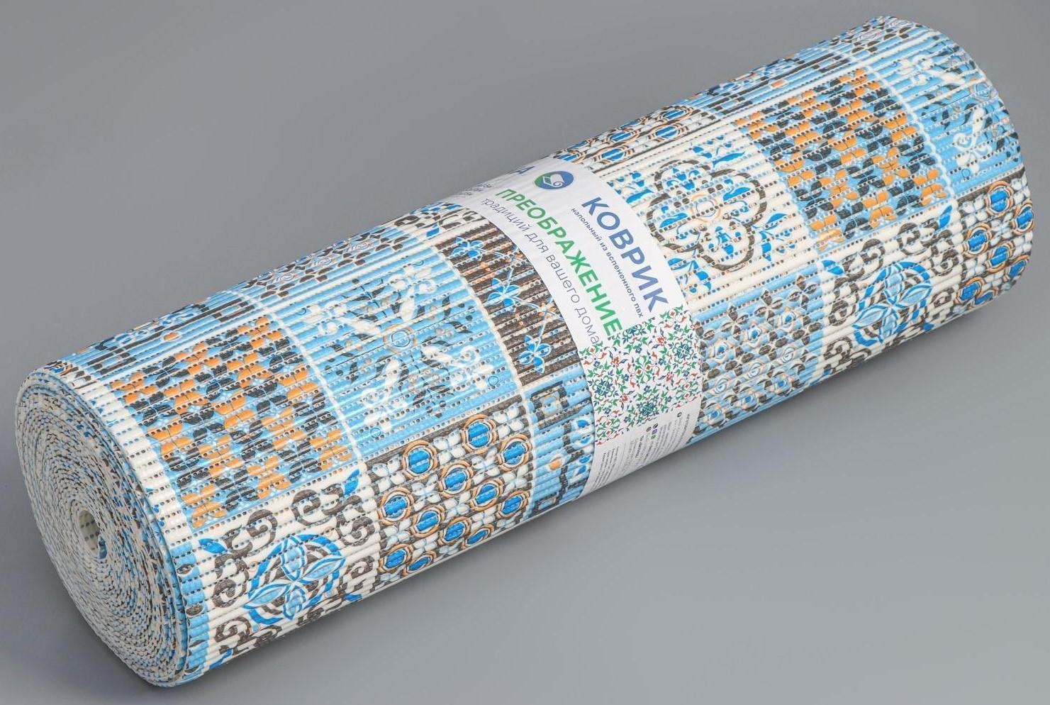 Коврик для ванной комнаты «Преображение», ширина 80 см, рулон 15 м, цвет оранжево-синий