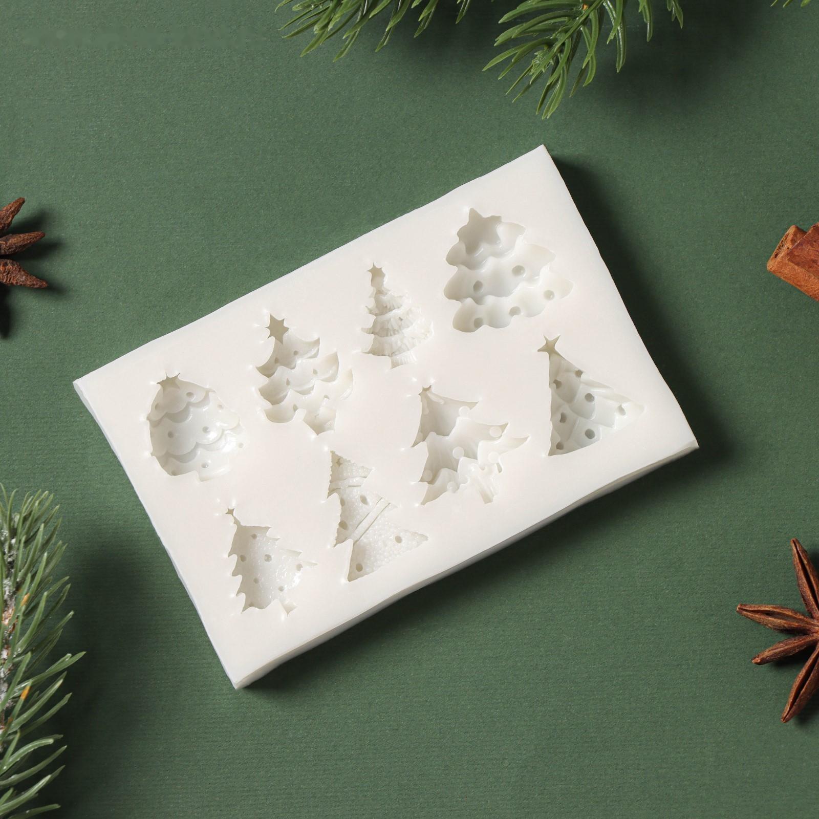 Силиконовый молд Доляна «Ёлки», 10×6,5×1,3 см, цвет серый