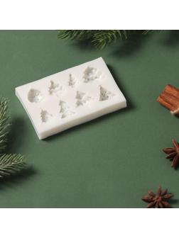 Силиконовый молд Доляна «Ёлки», 10×6,5×1,3 см, цвет серый